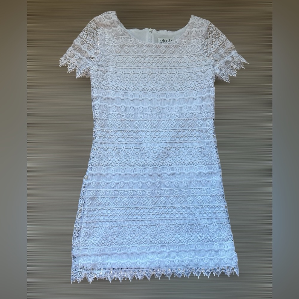 White Lace Dress Blush Girls size 12 Womens size 0-2 Graduation Wedding